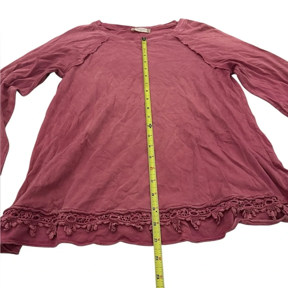 Altar’d State Red Long Sleeve with Wide sleeves and Textured Edges - Picture 7 of 9